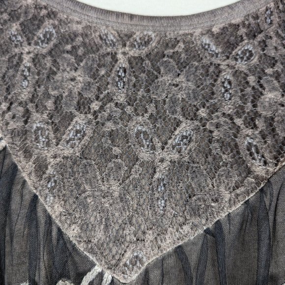 Radzoli Lagenlook Layered Floral Brown Lace Long Sleeve Tunic Embroidery Size PL - Picture 4 of 9